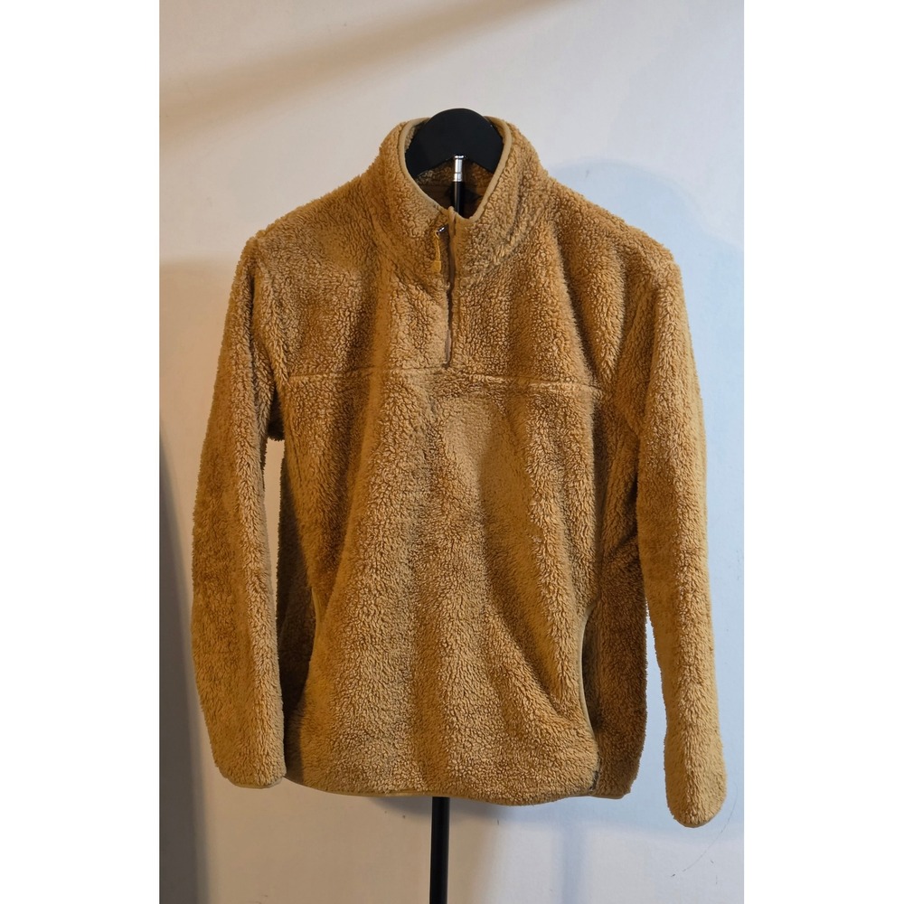 Eddie Bauer Fuzzy Quarter Zip Pullover Women's Size Medium Gold Yellow